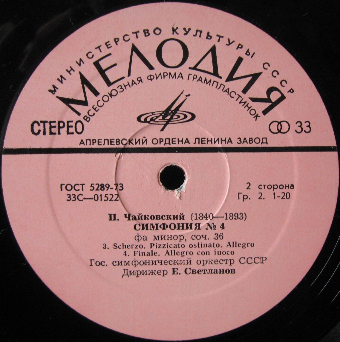 П. Чайковский: Симфония № 4 фа минор, соч. 36 (ГСО СССР, Е. Светланов)