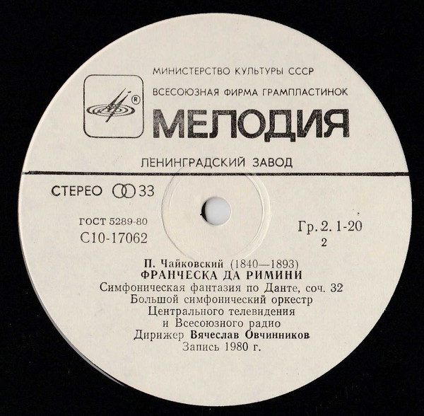 П. ЧАЙКОВСКИЙ (1840-1893) - Ромео и Джульетта / Франческа да Римини (дир. В. Овчинников)