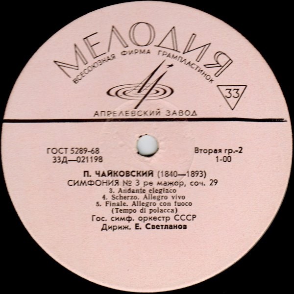 П. ЧАЙКОВСКИЙ (1840–1893): Симфония №3 ре мажор, соч. 29 (Е. Светланов)