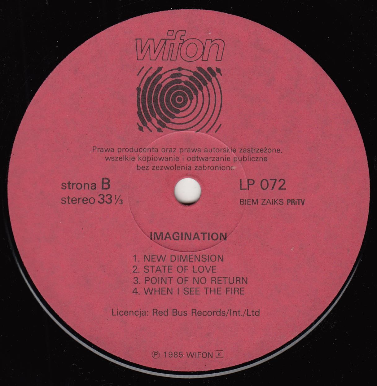 Imagination ‎– Imagination [по заказу польской фирмы WIFON, LP 072]