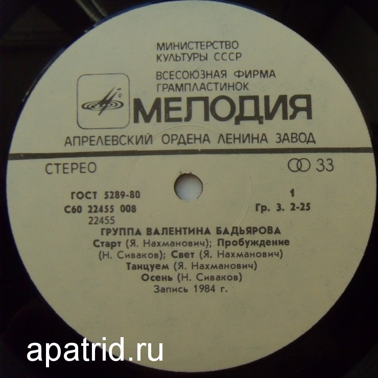 Группа Валентина Бадьярова. Дискоклуб 14 (А)