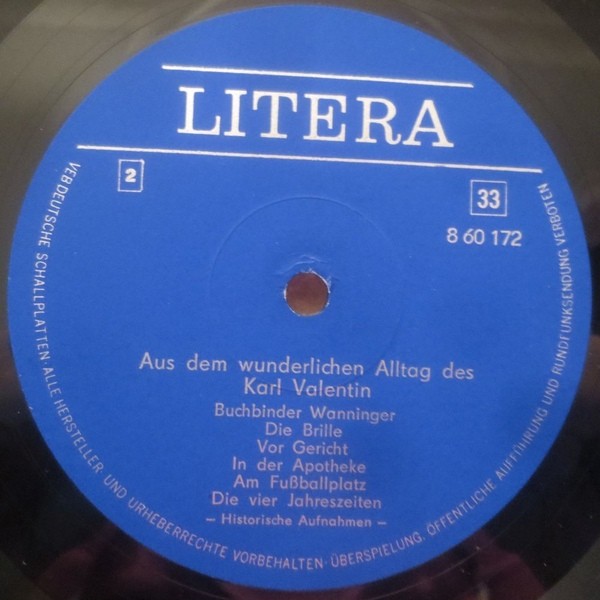 Karl Valentin & Liesl Karlstadt ‎– Aus Dem Wunderlichen Alltag Des Karl Valentin   [по заказу немецкой фирмы LITERA, 8 60 172]