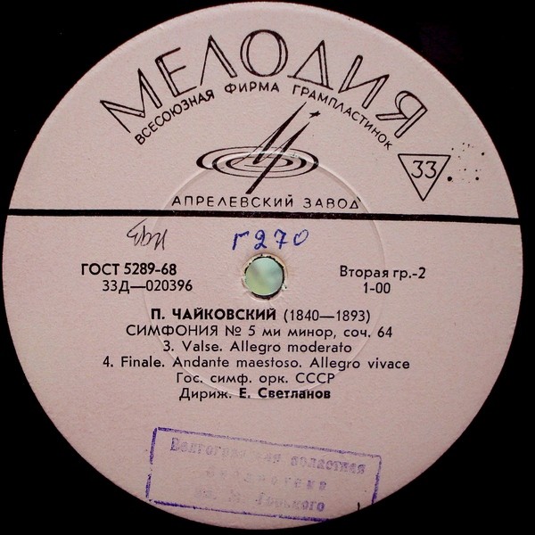 П. ЧАЙКОВСКИЙ (1840–1893): Симфония № 5 ми минор, соч. 64 (Е. Светланов)