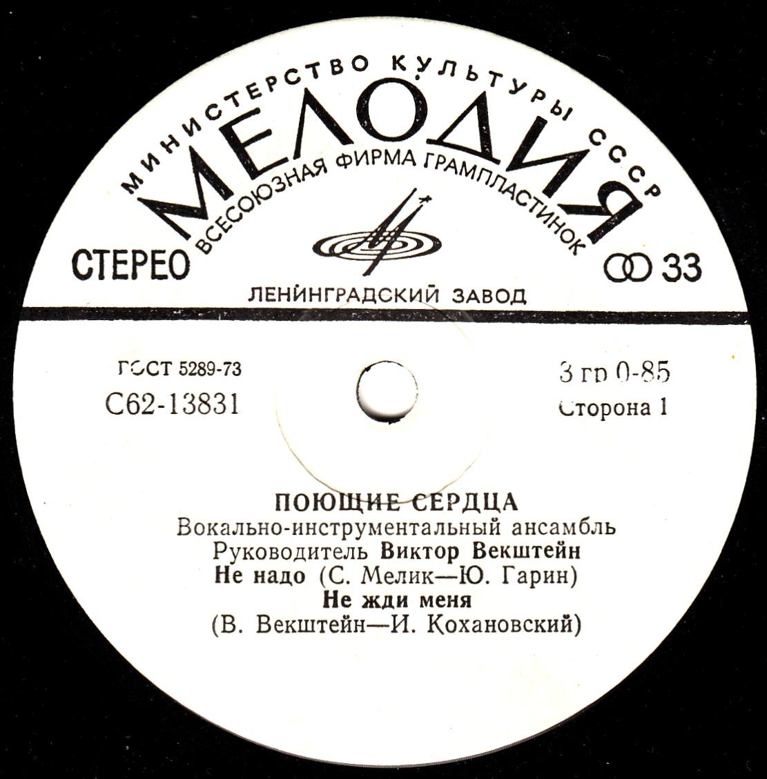 ВИА «ПОЮЩИЕ СЕРДЦА», рук. Виктор Векштейн.