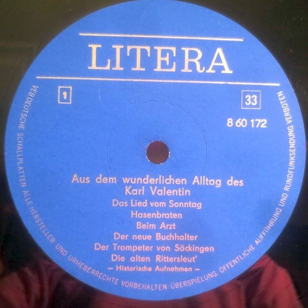 Karl Valentin & Liesl Karlstadt ‎– Aus Dem Wunderlichen Alltag Des Karl Valentin   [по заказу немецкой фирмы LITERA, 8 60 172]
