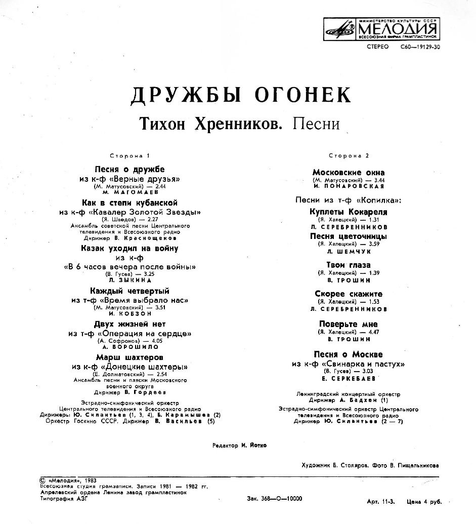 Тихон Хренников. Дружбы огонек
