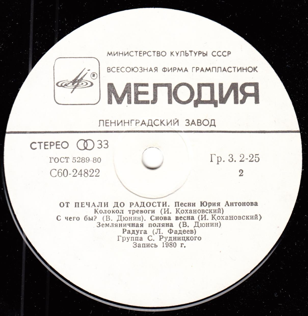 Песни Юрия Антонова - От печали до радости