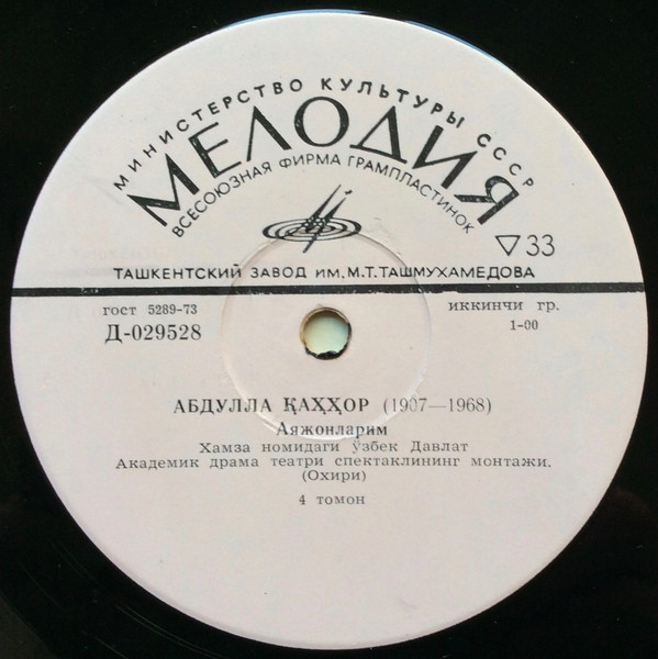 Абдулла КАХХАР (1907-1968). "Аяжонларим". Монтаж спектакля Узбекского гос. академ. театра драмы им. Хамзы (на узбекском языке)