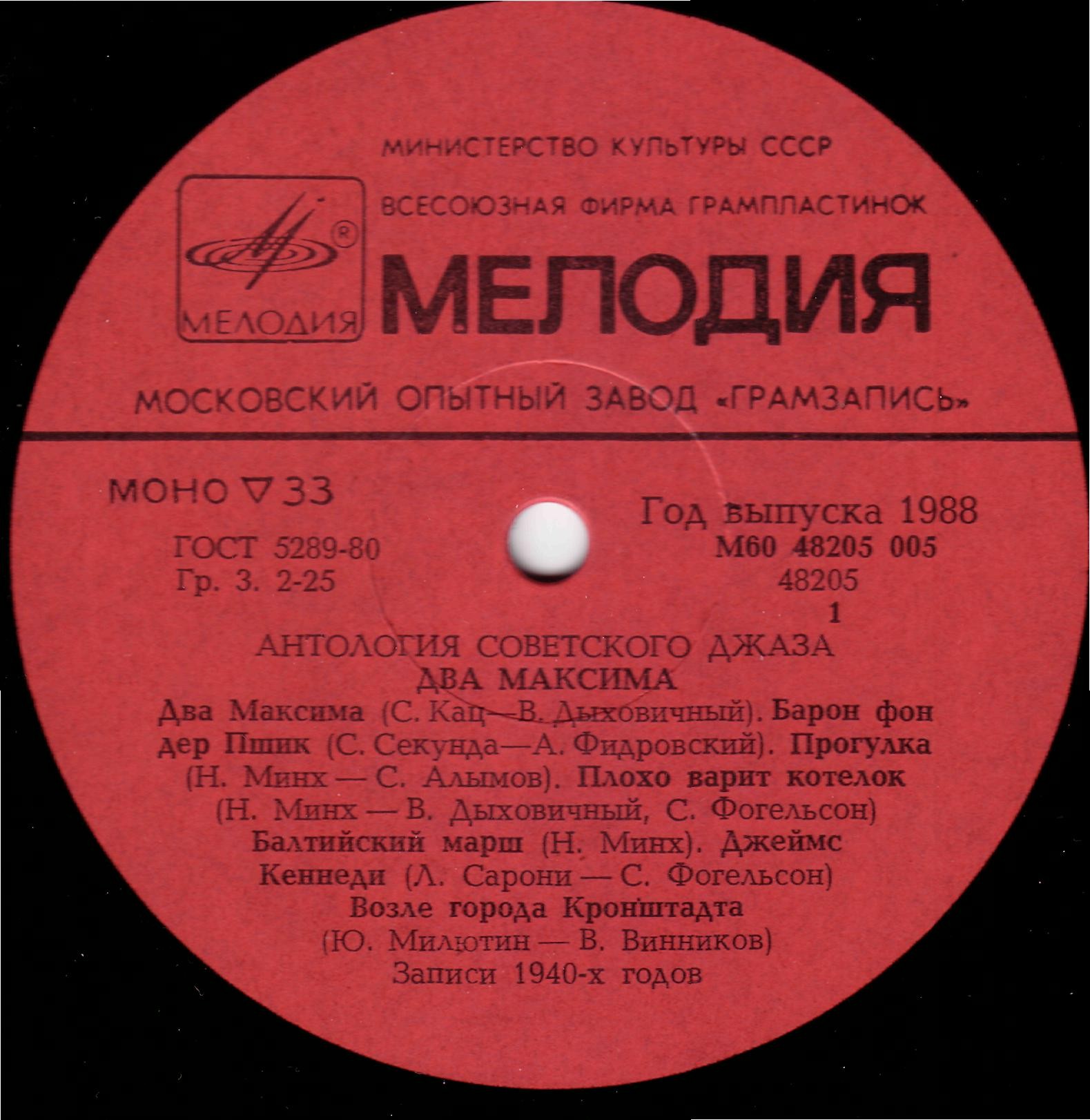 Антология советского джаза. "Два Максима"