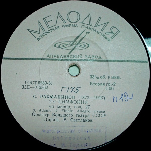 С. РАХМАНИНОВ (1873–1943): Симфония № 2 ми минор, соч. 27 (Е. Светланов)