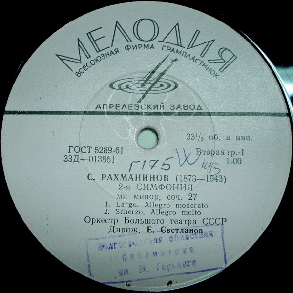 С. РАХМАНИНОВ (1873–1943): Симфония № 2 ми минор, соч. 27 (Е. Светланов)
