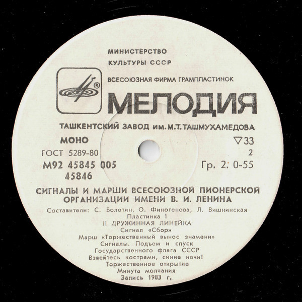 СИГНАЛЫ И МАРШИ ВСЕСОЮЗНОЙ ПИОНЕРСКОЙ ОРГАНИЗАЦИИ имени В. И. ЛЕНИНА