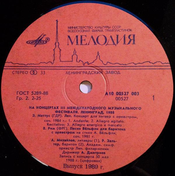 На концертах III Международного музыкального фестиваля - Ленинград, 1988
