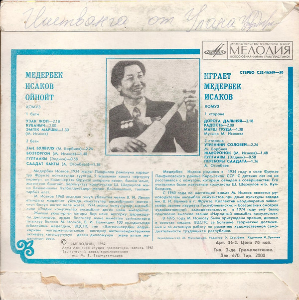 ИСАКОВ Медербек (комуз).