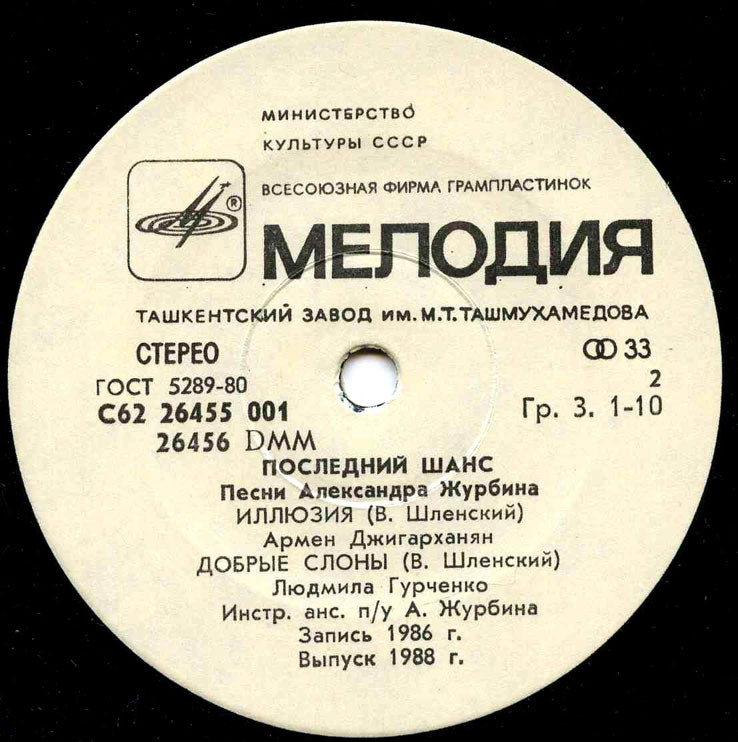 Последний шанс. Песни Александра Журбина