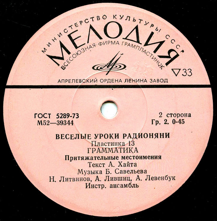 Весёлые уроки радионяни. Пластинка 13