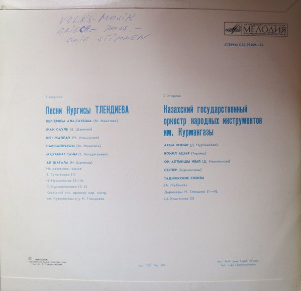 Песни Нургисы ТЛЕНДИЕВА / КАЗАХСКИЙ ГОС. ОРКЕСТР НАР. ИНСТРУМЕНТОВ им. КУРМАНГАЗЫ.