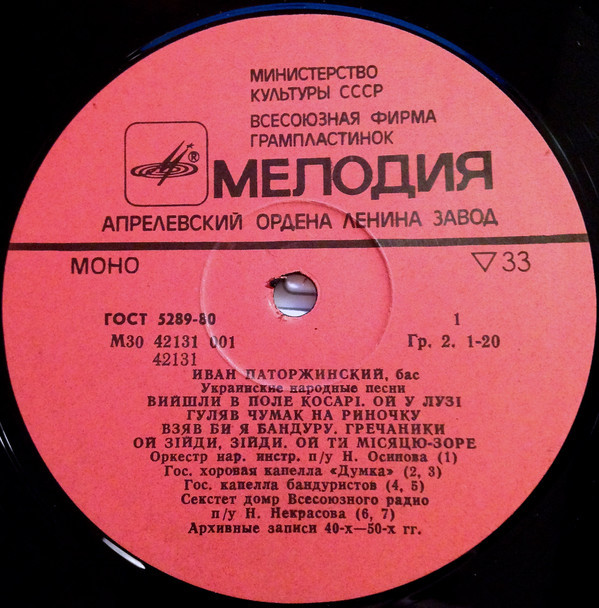 Иван ПАТОРЖИНСКИЙ, бас. Украинские народные песни