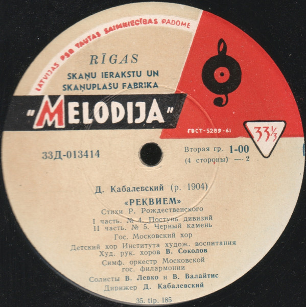 Д. КАБАЛЕВСКИЙ (1904–1987): «Реквием» (на стихи Р. Рождественского)