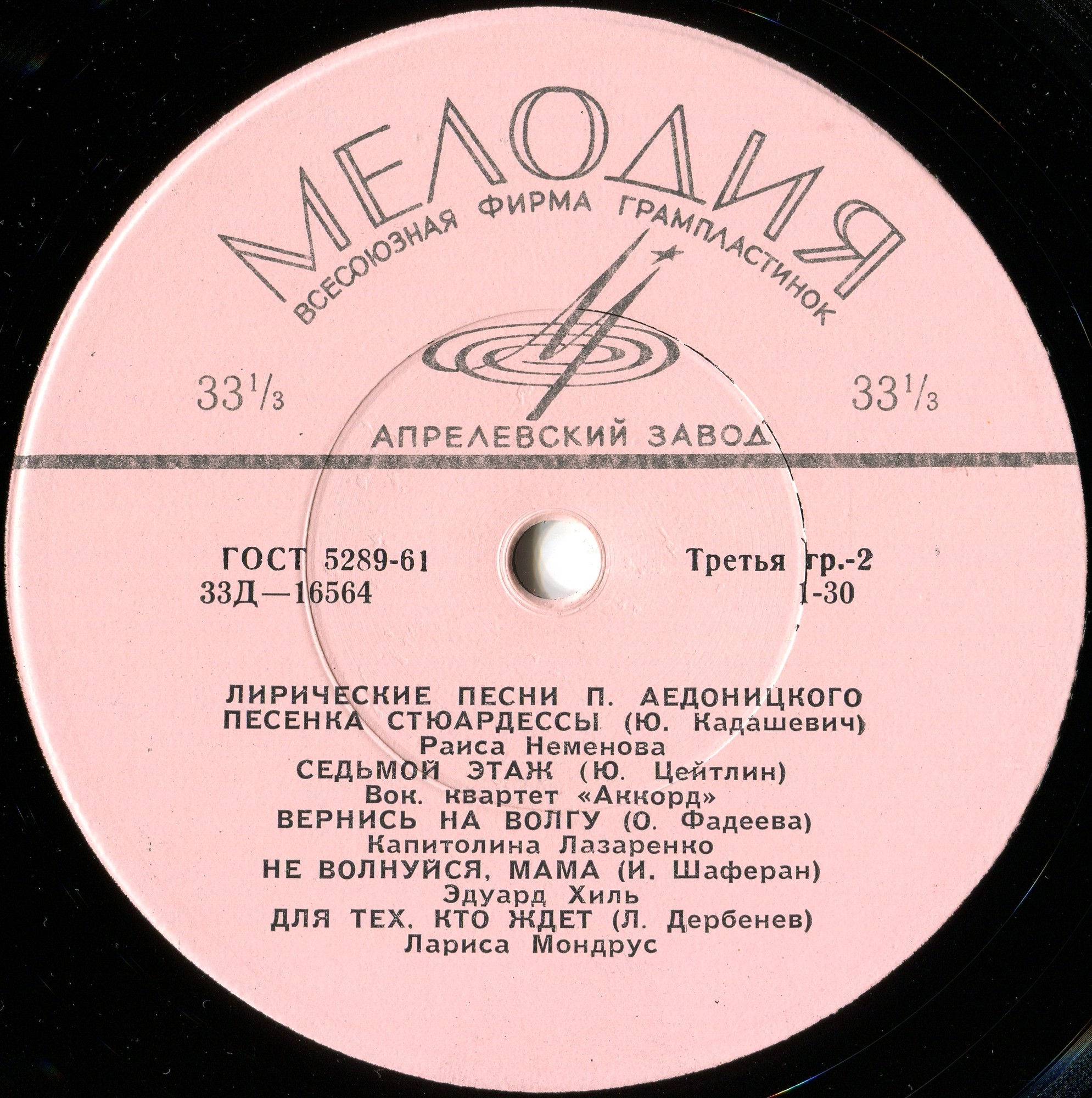 Лирические песни П. Аедоницкого