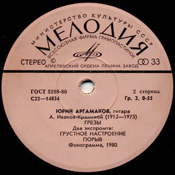 Юрий Аргамаков (гитара) - Произведения А. Иванова-Крамского