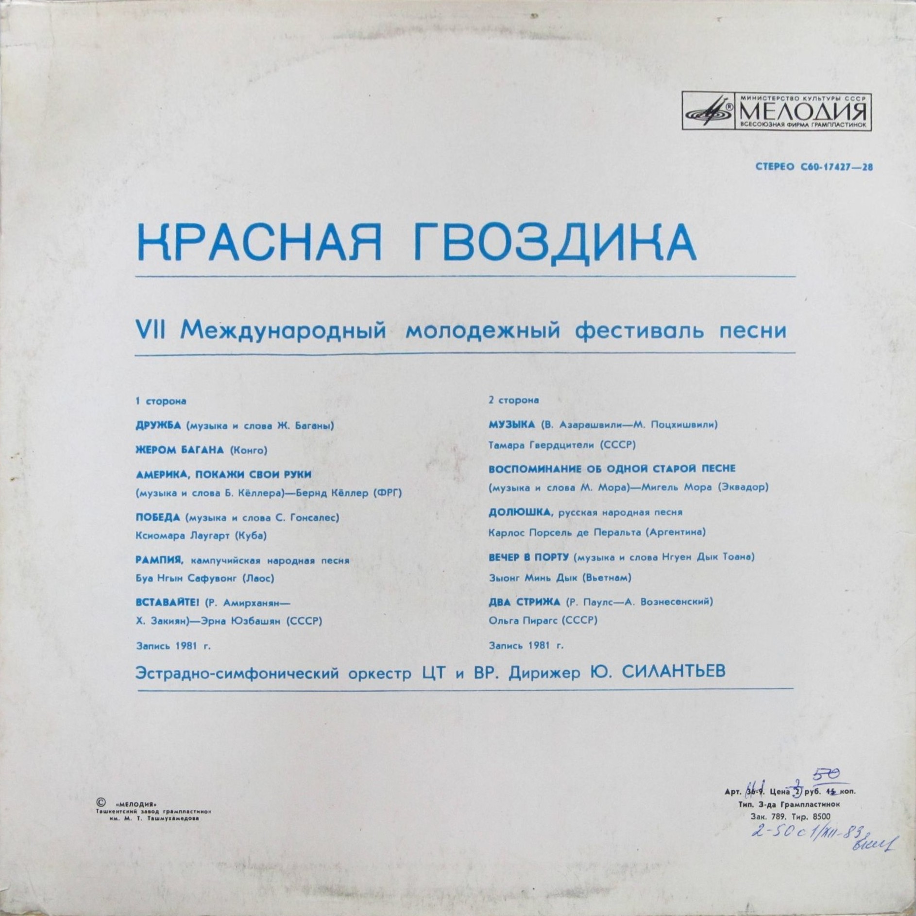 «КРАСНАЯ ГВОЗДИКА-81» (VII Международный молодежный фестиваль песни).