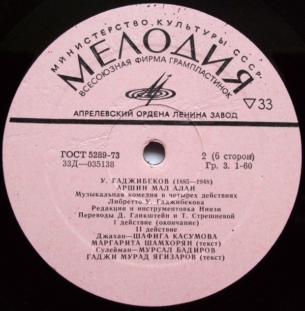 У. Гаджибеков. «Аршин мал алан», музыкальная комедия (на русском языке)