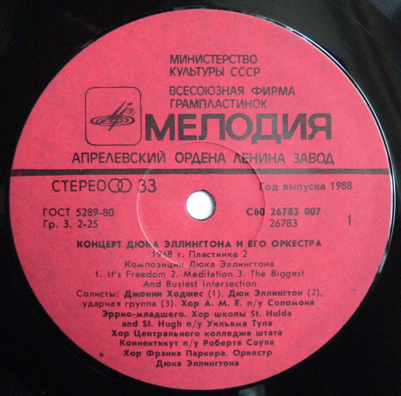 КОНЦЕРТ ДЮКА ЭЛЛИНГТОНА И ЕГО ОРКЕСТРА: 1968 год (II)