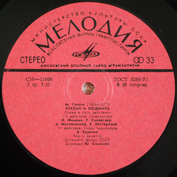 М. ГЛИНКА (1804—1857): «Руслан и Людмила», опера в пяти действиях