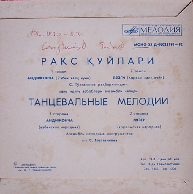 Ансамбль нар. инструментов п/у С. Тохтасинова