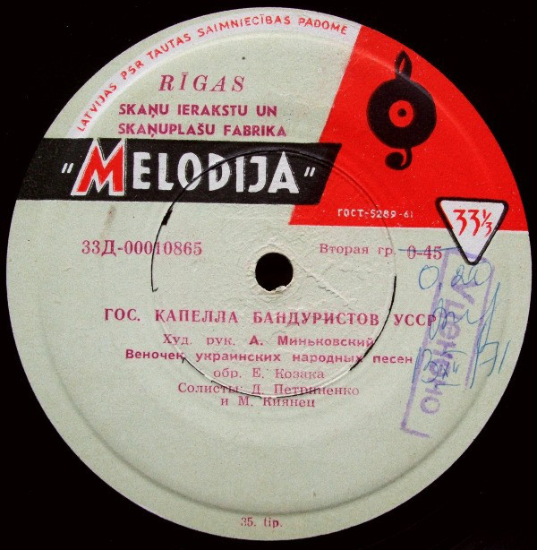ГОС. КАПЕЛЛА БАНДУРИСТОВ УКРАИНСКОЙ ССР