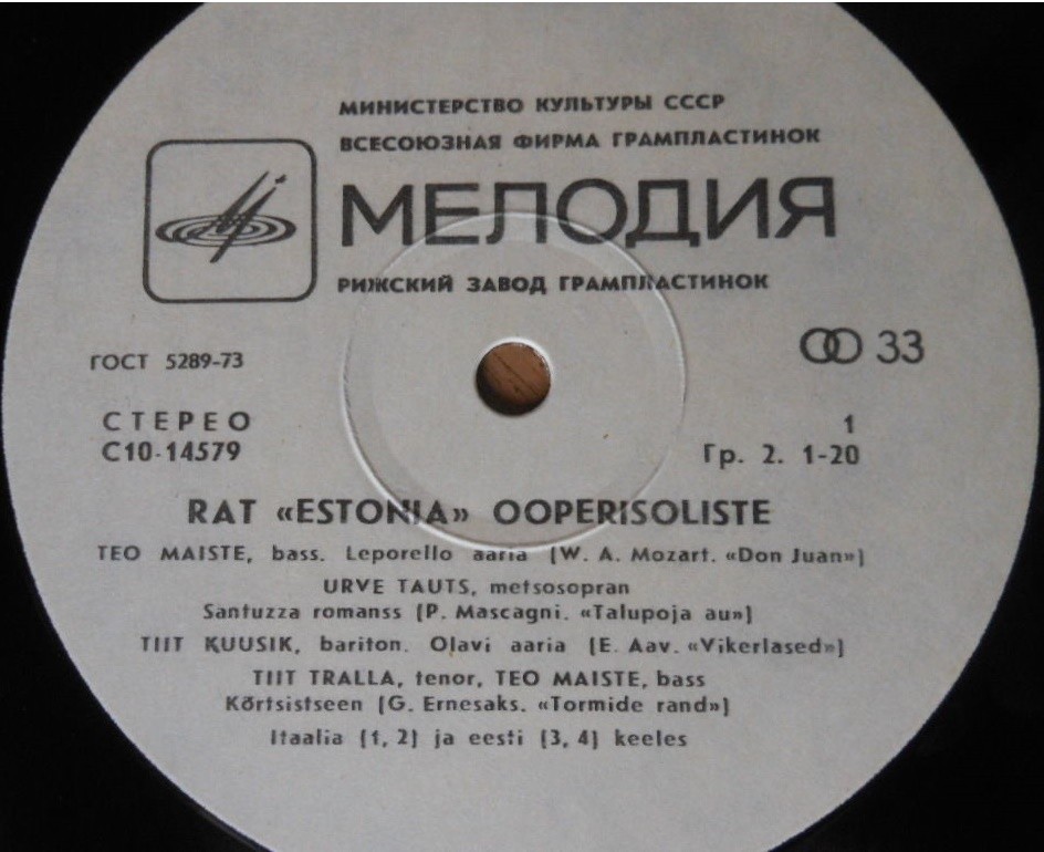 ПОЮТ АРТИСТЫ ГОС. АКАДЕМ. ТЕАТРА «ЭСТОНИЯ» (RAT «Estonia» ooperisoliste)