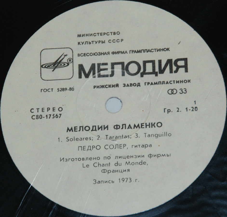 Педро СОЛЕР, гитара. "Мелодии Фламенко"