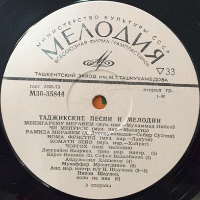 ТАДЖИКСКИЕ ПЕСНИ И МЕЛОДИИ