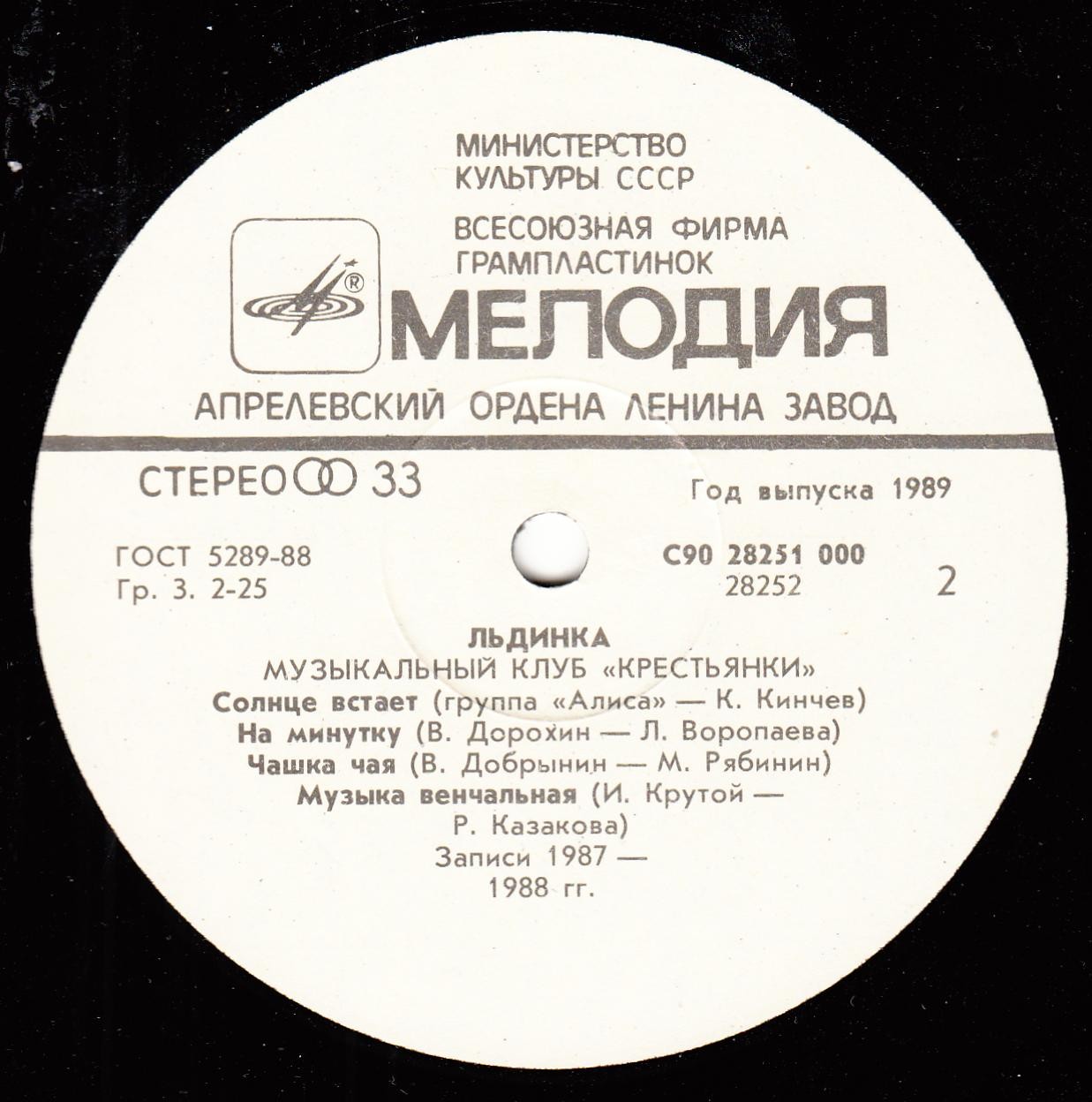 «ЛЬДИНКА». Музыкальный клуб "Крестьянки"