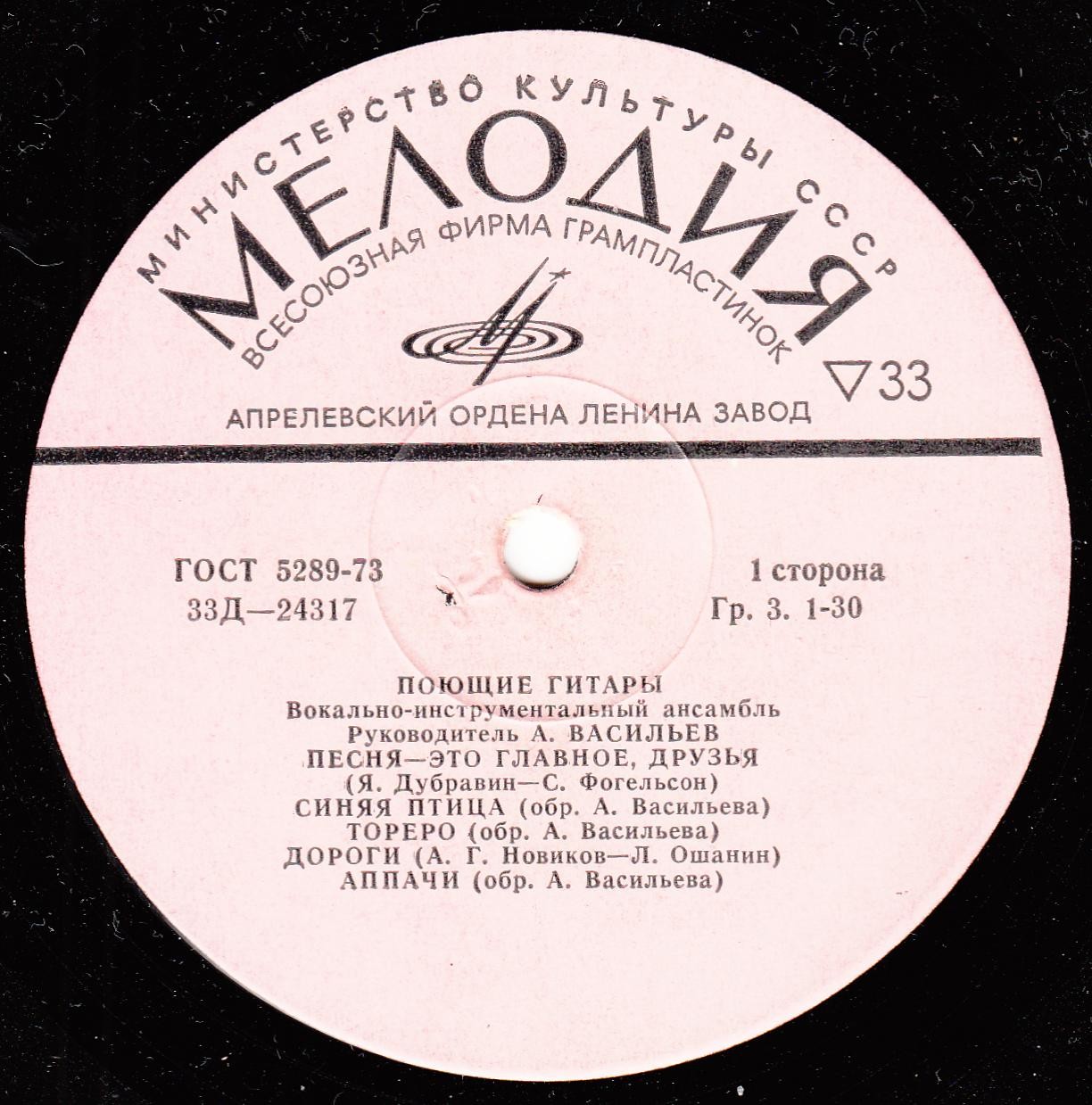 ВИА "Поющие гитары", рук. А. Васильев