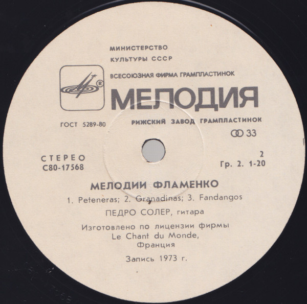Педро СОЛЕР, гитара. "Мелодии Фламенко"