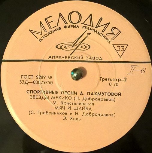 Спортивные песни А. Пахмутовой