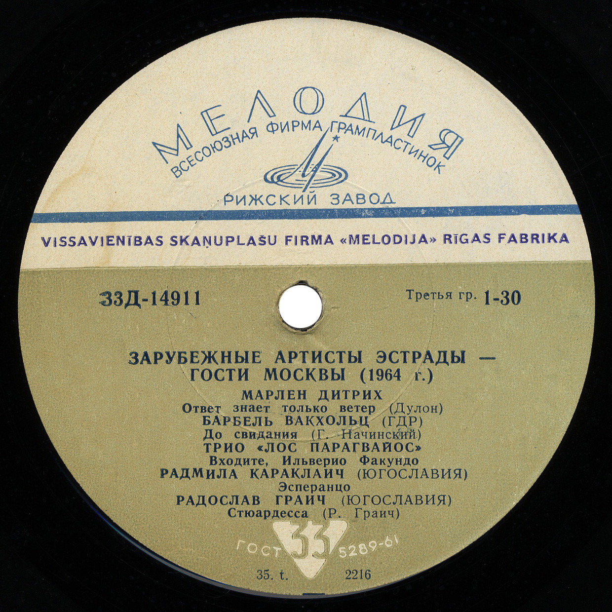 ЗАРУБЕЖНЫЕ АРТИСТЫ ЭСТРАДЫ — ГОСТИ МОСКВЫ (1963–1964 гг.)