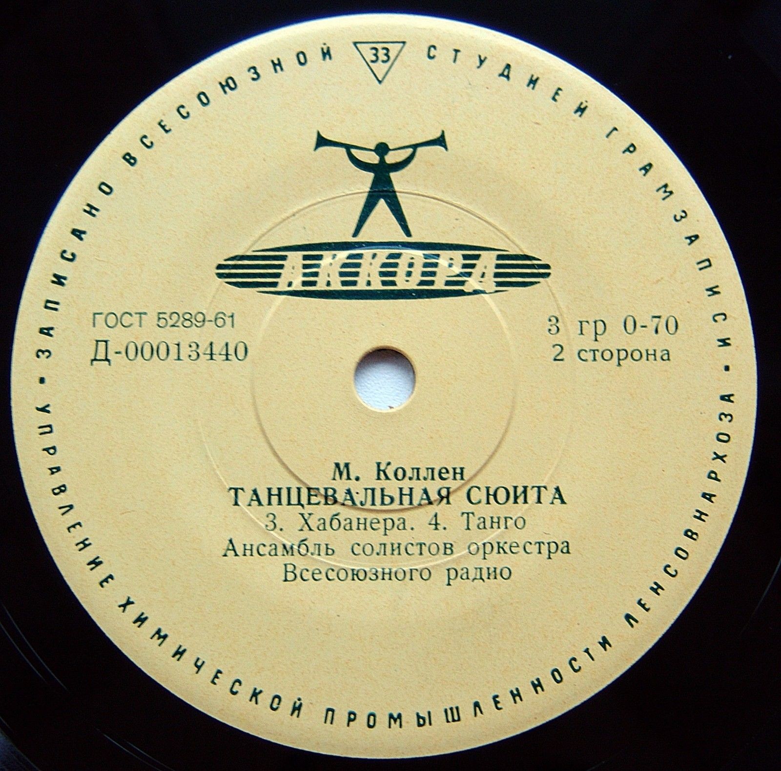 АНСАМБЛЬ СОЛИСТОВ ОРКЕСТРА ВСЕСОЮЗНОГО РАДИО - Танцевальная сюита (М. Коллен)