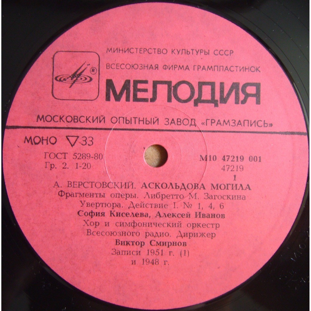 А. ВЕРСТОВСКИЙ (1799-1862): «Аскольдова могила», фрагменты оперы