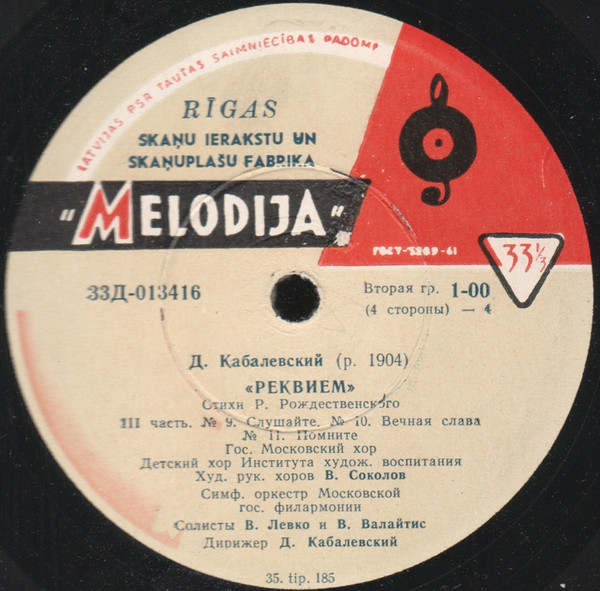 Д. КАБАЛЕВСКИЙ (1904–1987): «Реквием» (на стихи Р. Рождественского)