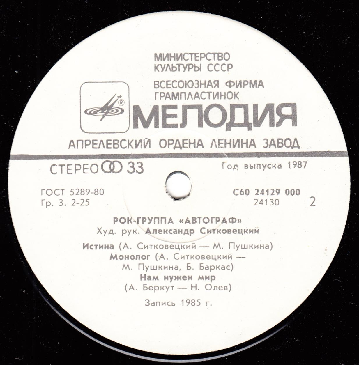 Рок-группа «АВТОГРАФ», худ. рук. Александр Ситковецкий