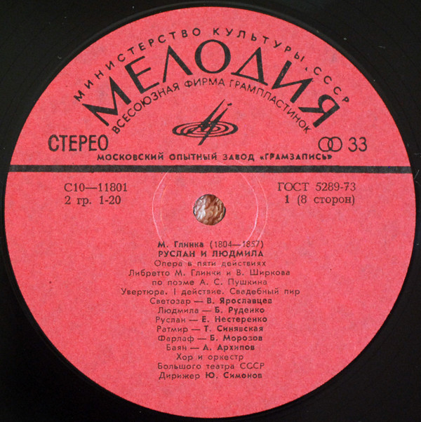 М. ГЛИНКА (1804—1857): «Руслан и Людмила», опера в пяти действиях