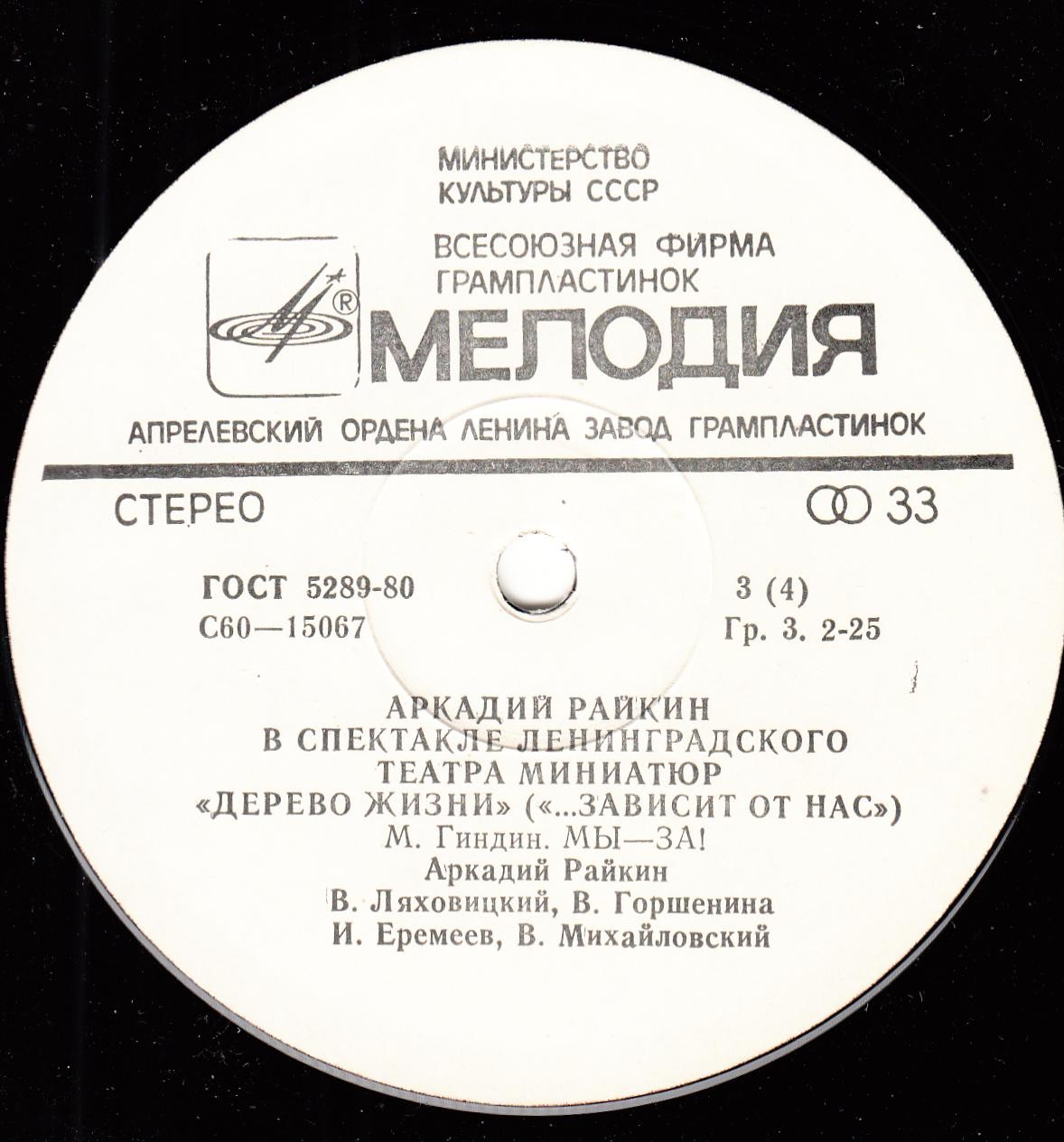 Аркадий Райкин. Дерево жизни («…зависит от нас»)