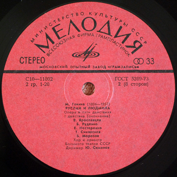 М. ГЛИНКА (1804—1857): «Руслан и Людмила», опера в пяти действиях