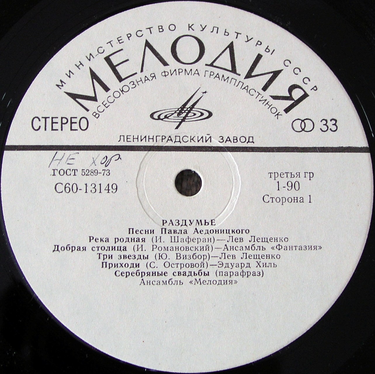 "Раздумье". Песни Павла Аедоницкого