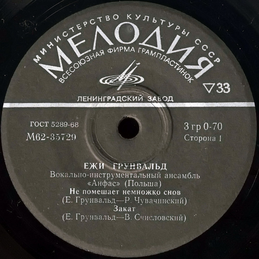 Ежи Грунвальд. ВИА ''Анфас'' (Польша)