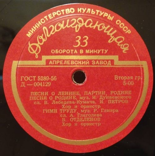 Песни о Ленине, партии, Родине