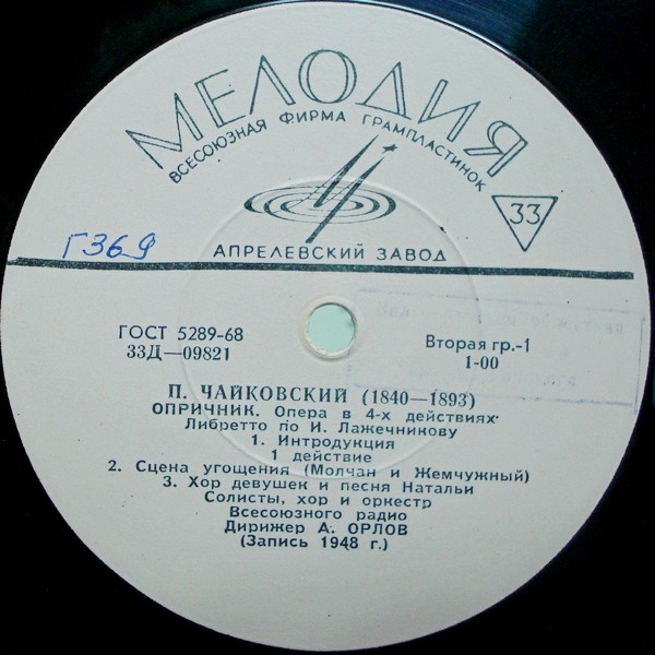 П.И. ЧАЙКОВСКИЙ (1840–1893): «Опричник», опера в 4 действиях (А. Орлов)